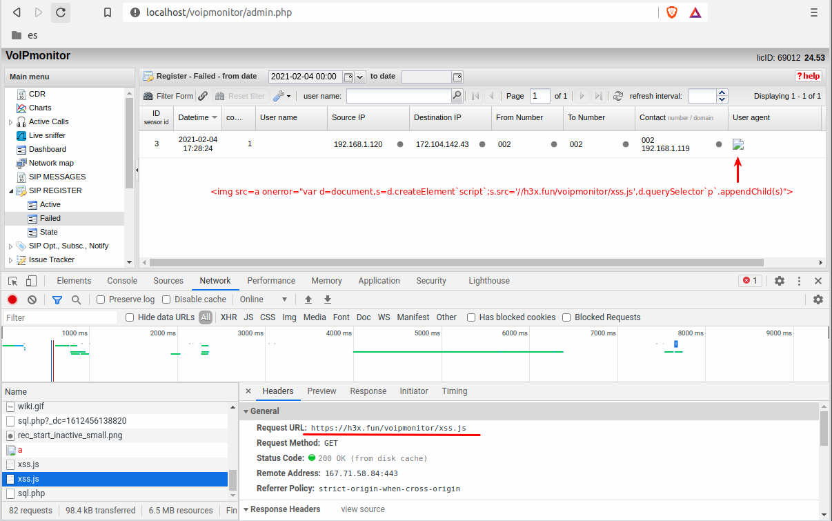 JavaScript injected via User-Agent, to create backdoor Admin account